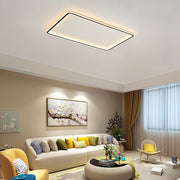 Contemporary Rectangular LED Flush Mount — Black Iron & PMMA, Dimmable with Remote, 3000K/4500K/6000K, 31" or 35"