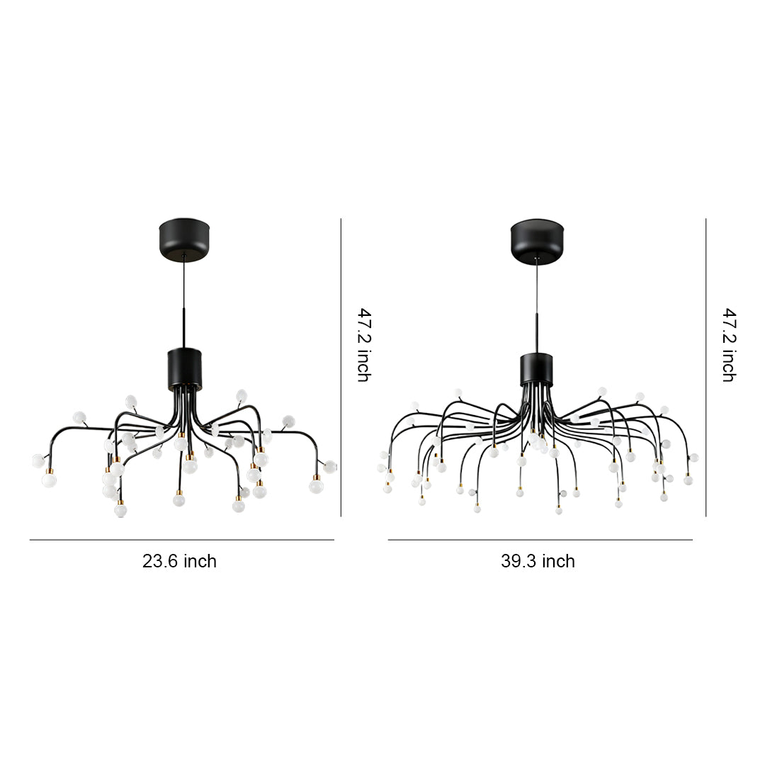Modern Retro Chandelier — Iron and Aluminum, White Acrylic, 4000K LED, 47.2" Adjustable Chain, Black / White / Gold
