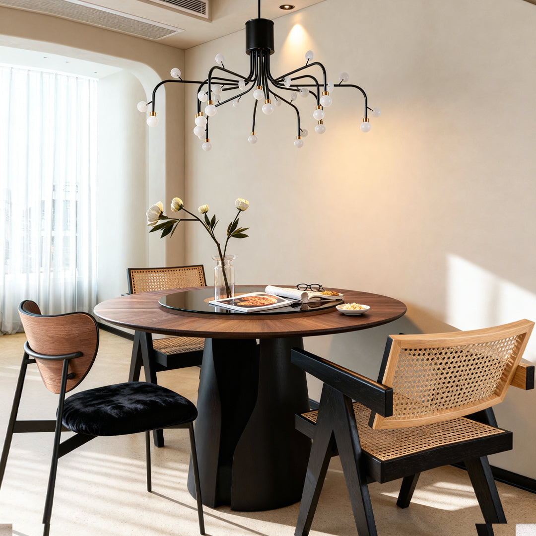 Modern Retro Chandelier — Iron and Aluminum, White Acrylic, 4000K LED, 47.2" Adjustable Chain, Black / White / Gold