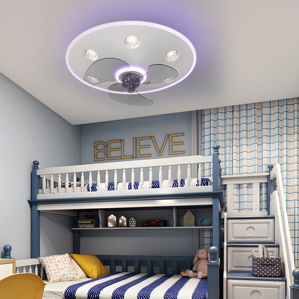 modern round acrylic ceiling fan and light with creative three step dimming