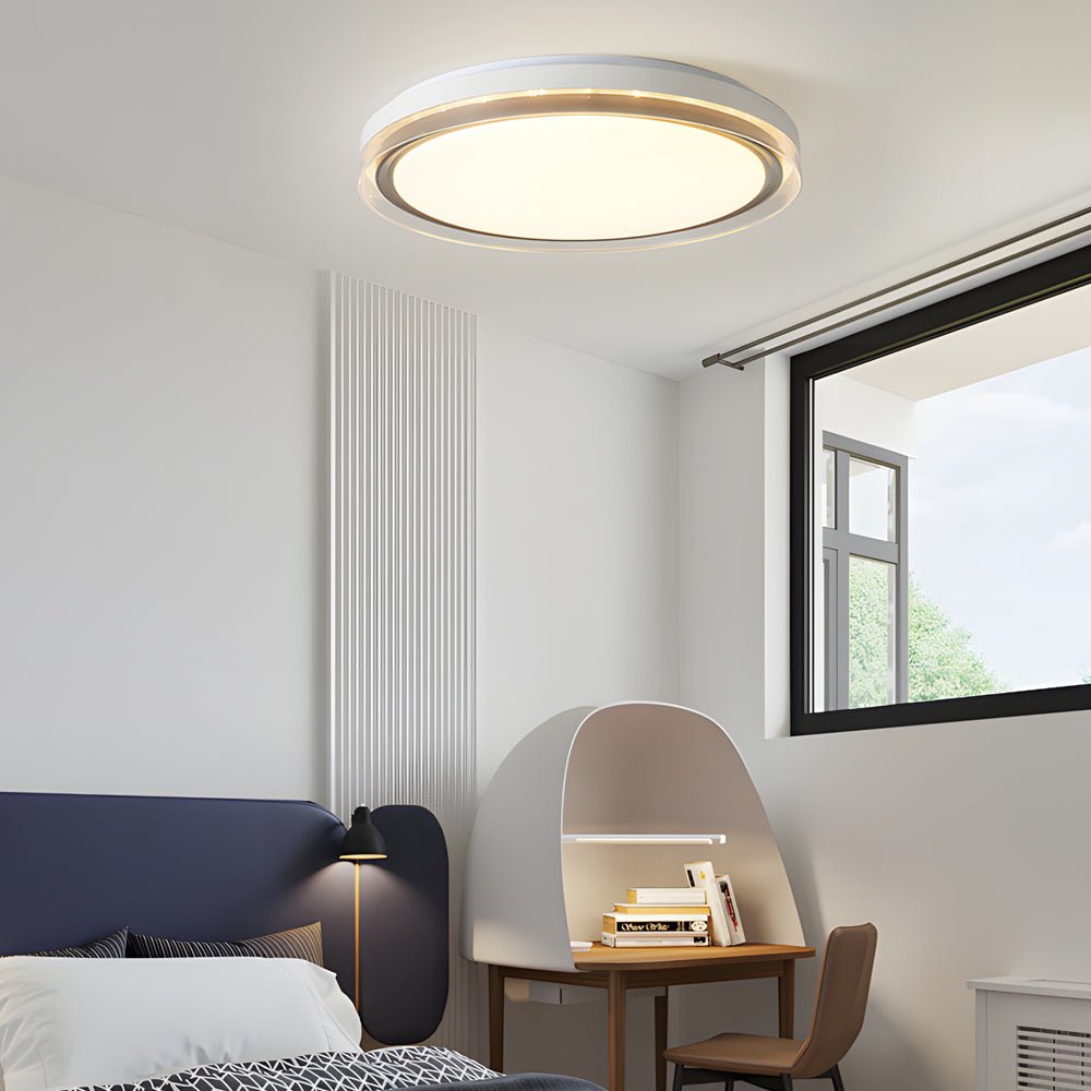 modern round acrylic ceiling light fixture with 3 step dimming led in white