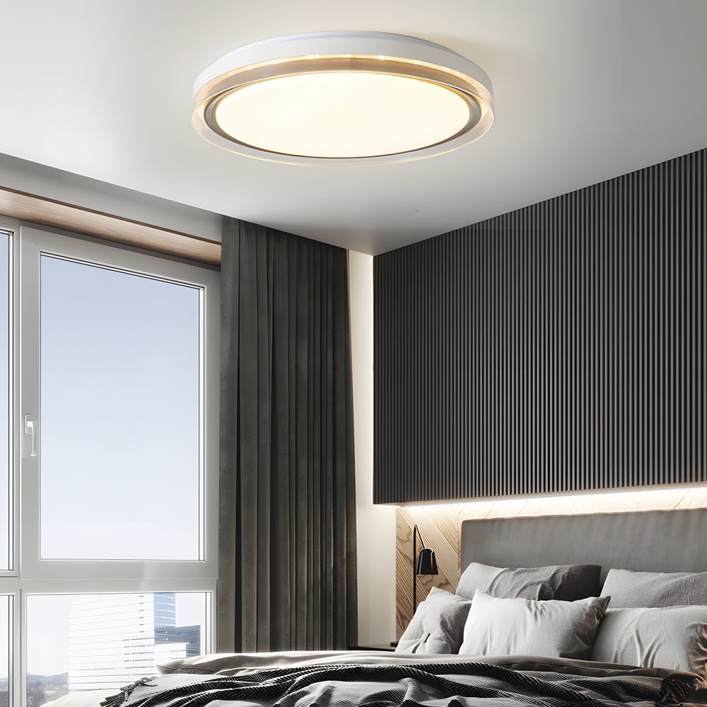 modern round acrylic ceiling light fixture with 3 step dimming led in white