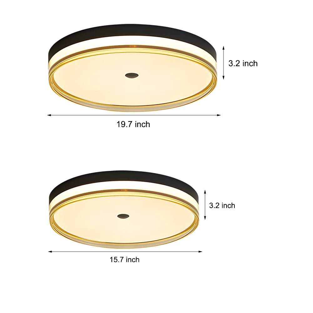Round Acrylic LED Flush-Mount Ceiling Light — Iron & Aluminum, 3-Step Dimming, 96W/120W, 15.7" or 19.7"