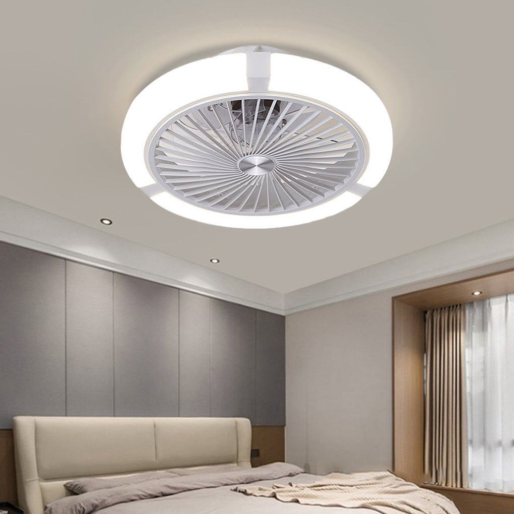 modern round bladeless ceiling fan with dimming led lights and inverter