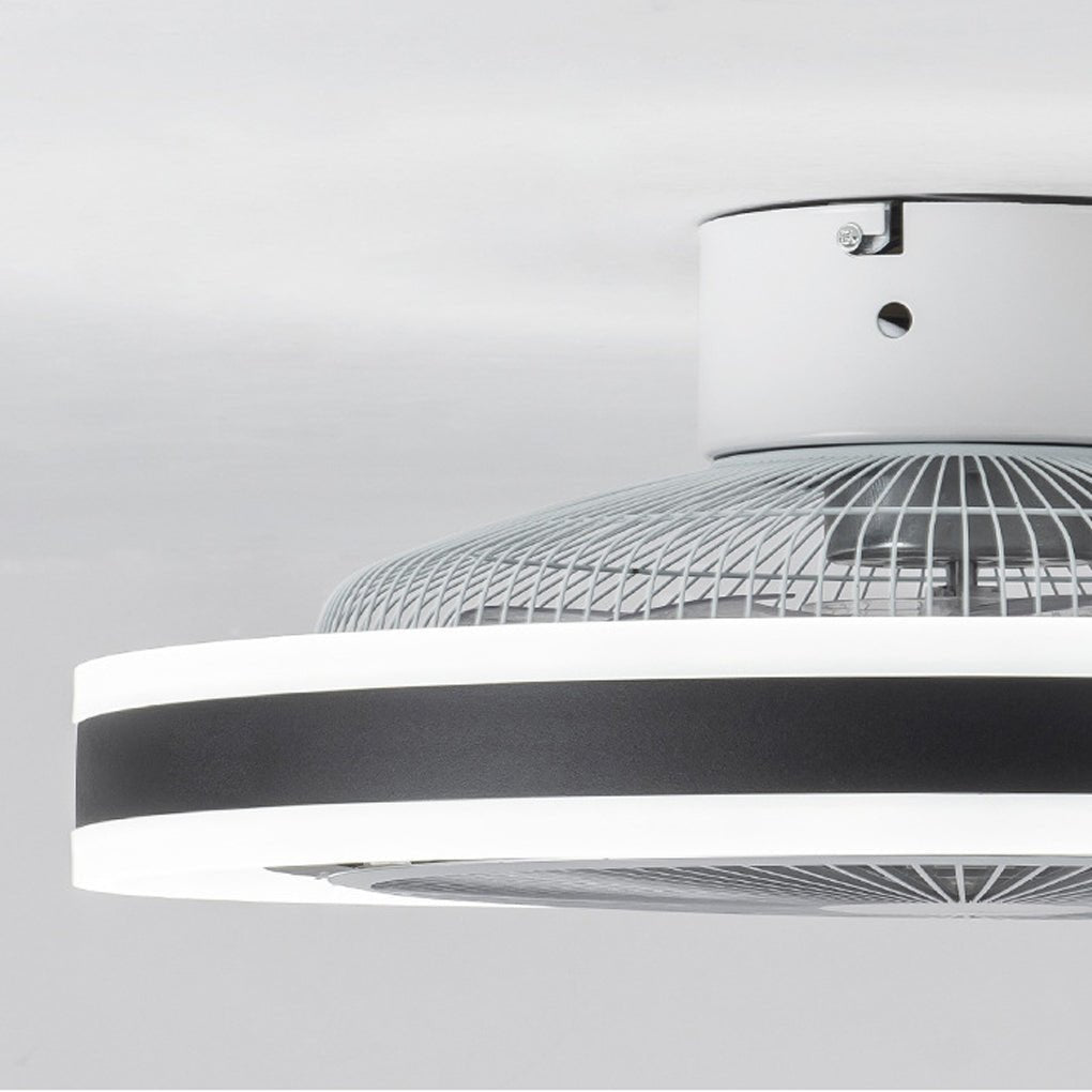 modern round bladeless ceiling fan with dimming led lights and inverter
