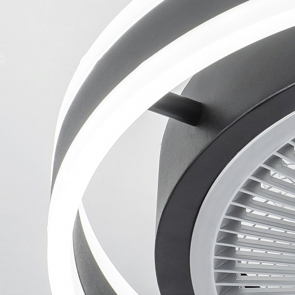 modern round bladeless ceiling fan with dimming led lights and inverter