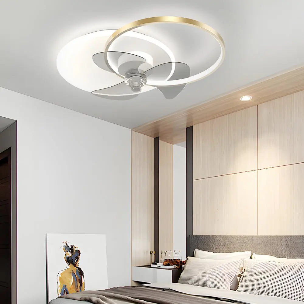 Modern Round Ceiling Fan and Light with Silent Operation and Three-Step Dimming LED Luxe