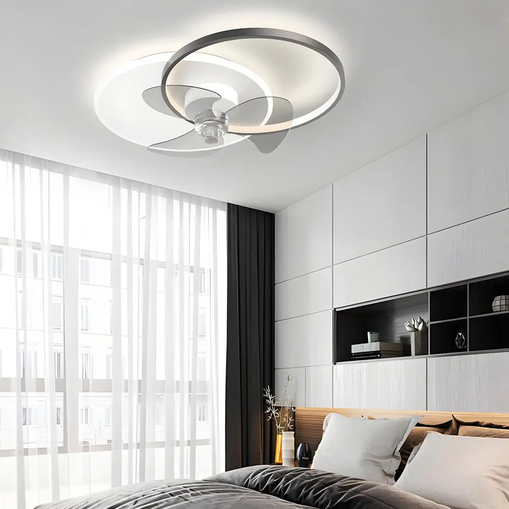 Modern Round Ceiling Fan and Light with Silent Operation and Three-Step Dimming LED Luxe