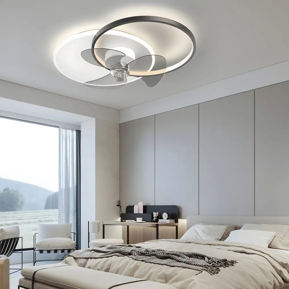 Modern Round Ceiling Fan and Light with Silent Operation and Three-Step Dimming LED Luxe
