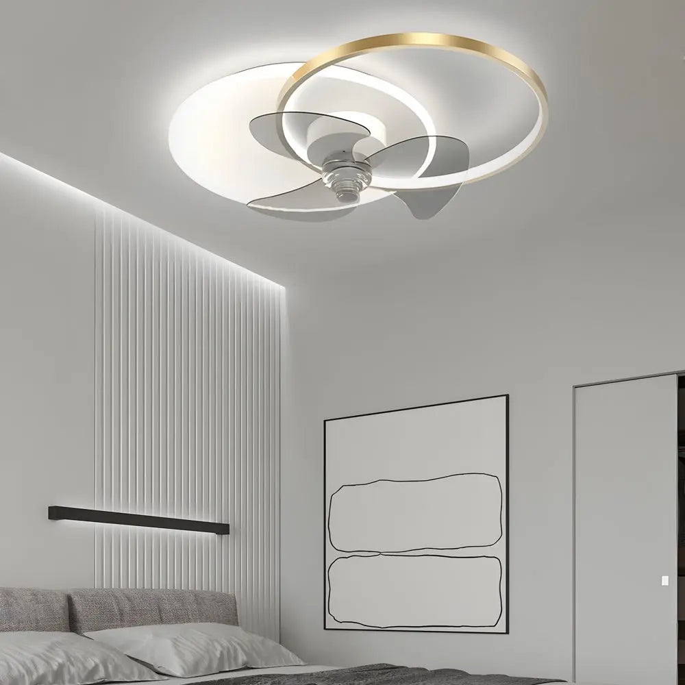 Modern Round Ceiling Fan and Light with Silent Operation and Three-Step Dimming LED Luxe