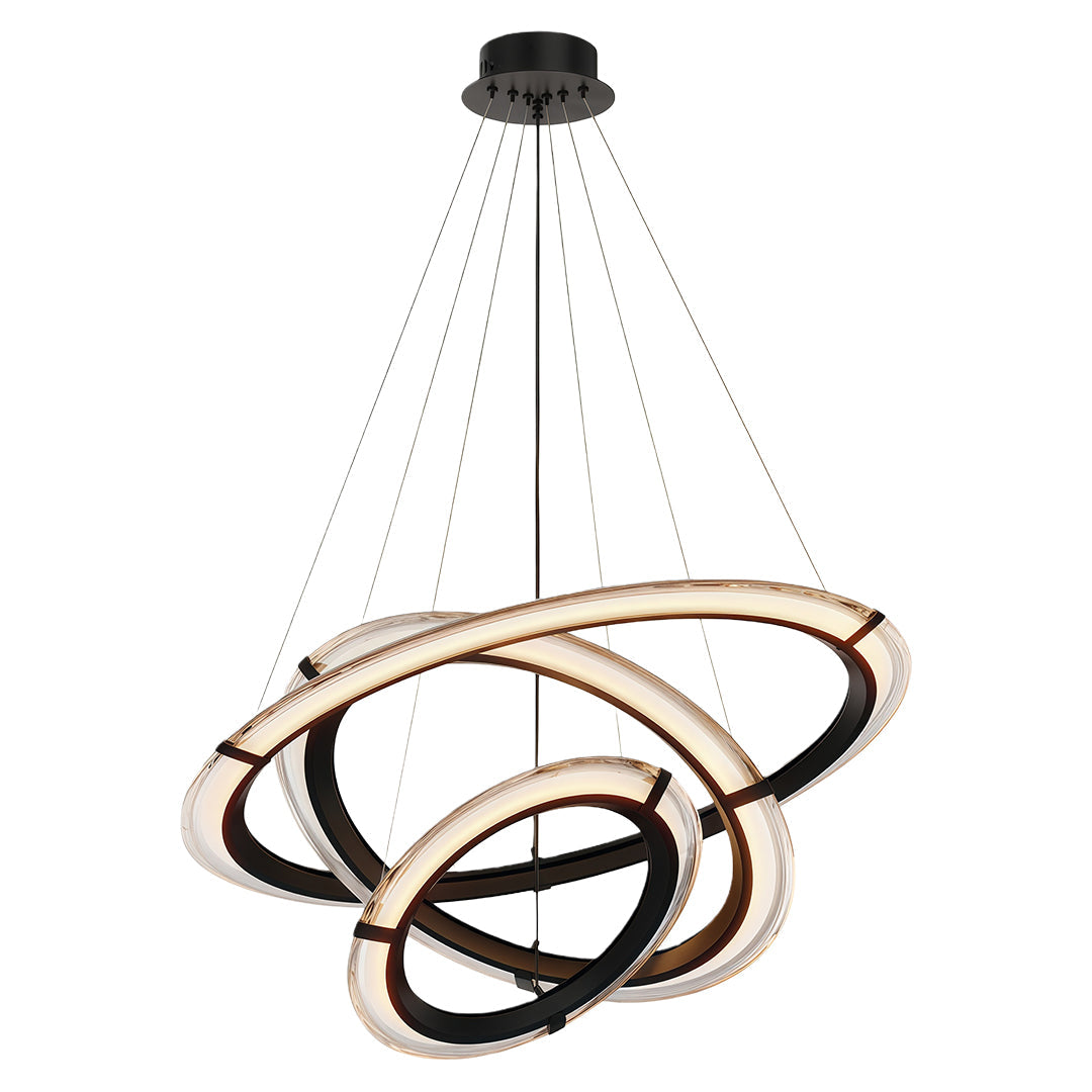 Modern Round Ring Chandelier — Aluminum, LED, Three-Color Dimming (3000K/4500K/6000K), Single, Double, or Triple-Head