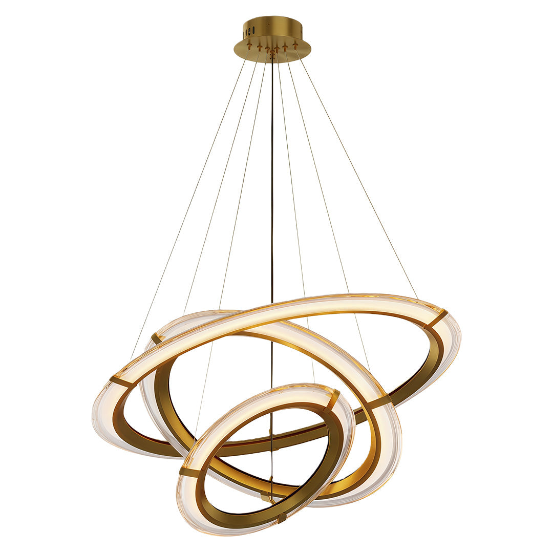 Modern Round Ring Chandelier — Aluminum, LED, Three-Color Dimming (3000K/4500K/6000K), Single, Double, or Triple-Head