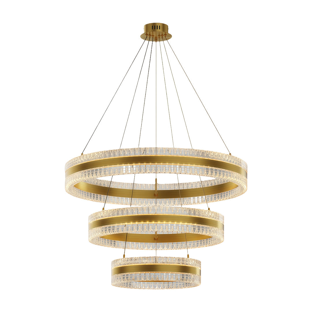 Minimalist Circular Ring Chandelier — Aluminum, Single / Double / Triple Ring, Three-Color Dimming, Copper / Chrome / Black