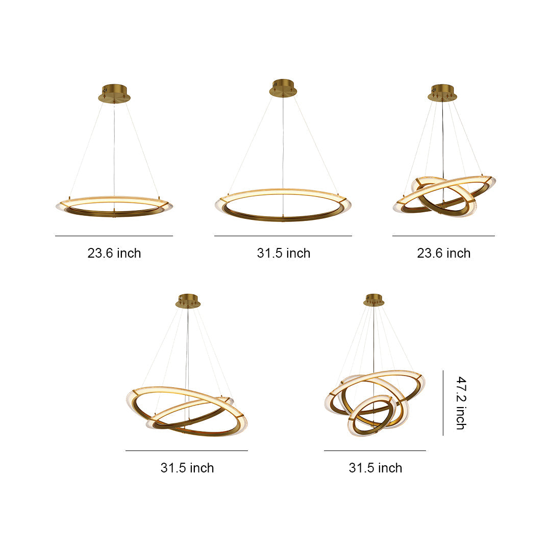 Modern Round Ring Chandelier — Aluminum, LED, Three-Color Dimming (3000K/4500K/6000K), Single, Double, or Triple-Head