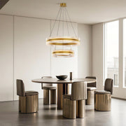 Minimalist Circular Ring Chandelier — Aluminum, Single / Double / Triple Ring, Three-Color Dimming, Copper / Chrome / Black
