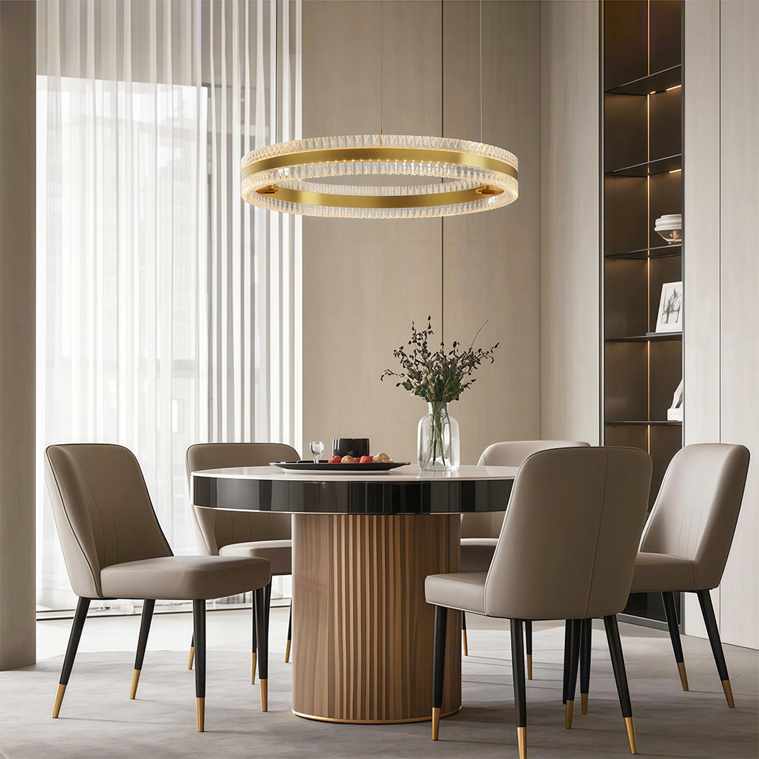 Minimalist Circular Ring Chandelier — Aluminum, Single / Double / Triple Ring, Three-Color Dimming, Copper / Chrome / Black