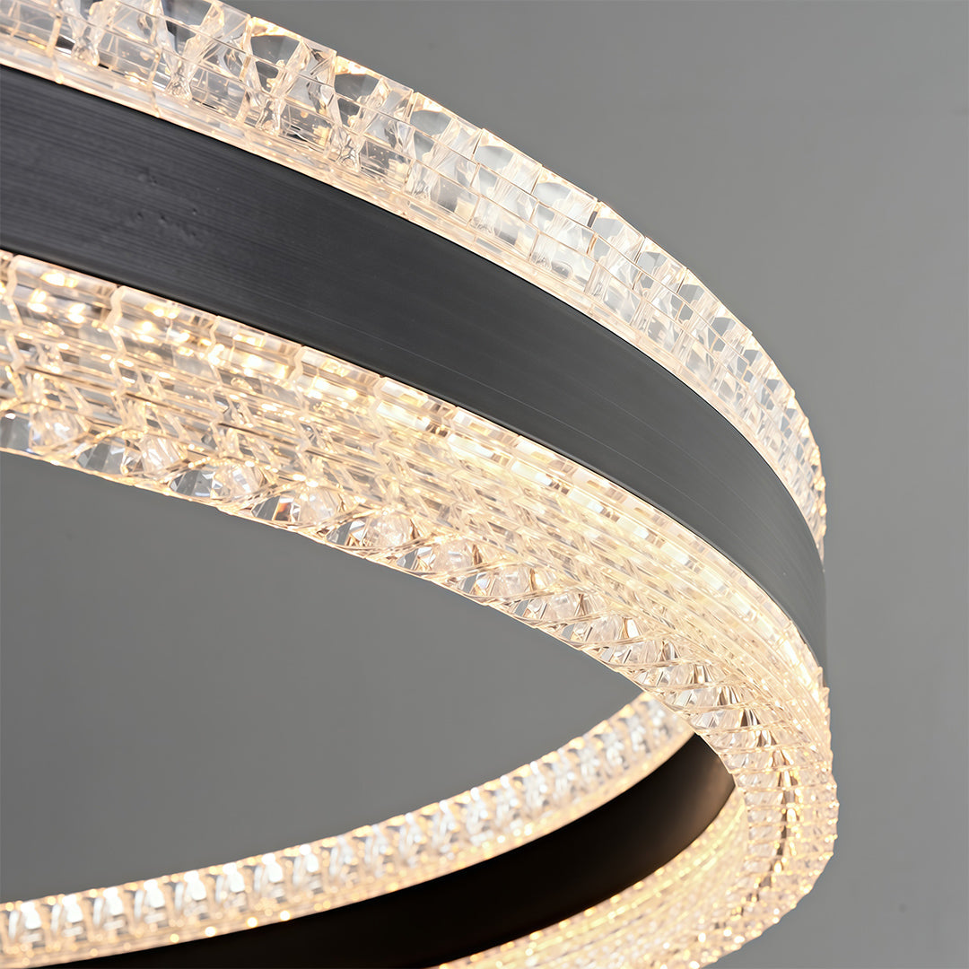 Minimalist Circular Ring Chandelier — Aluminum, Single / Double / Triple Ring, Three-Color Dimming, Copper / Chrome / Black