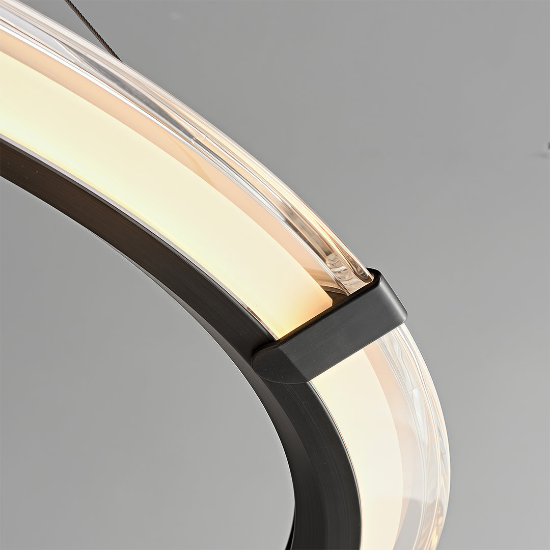 Modern Round Ring Chandelier — Aluminum, LED, Three-Color Dimming (3000K/4500K/6000K), Single, Double, or Triple-Head