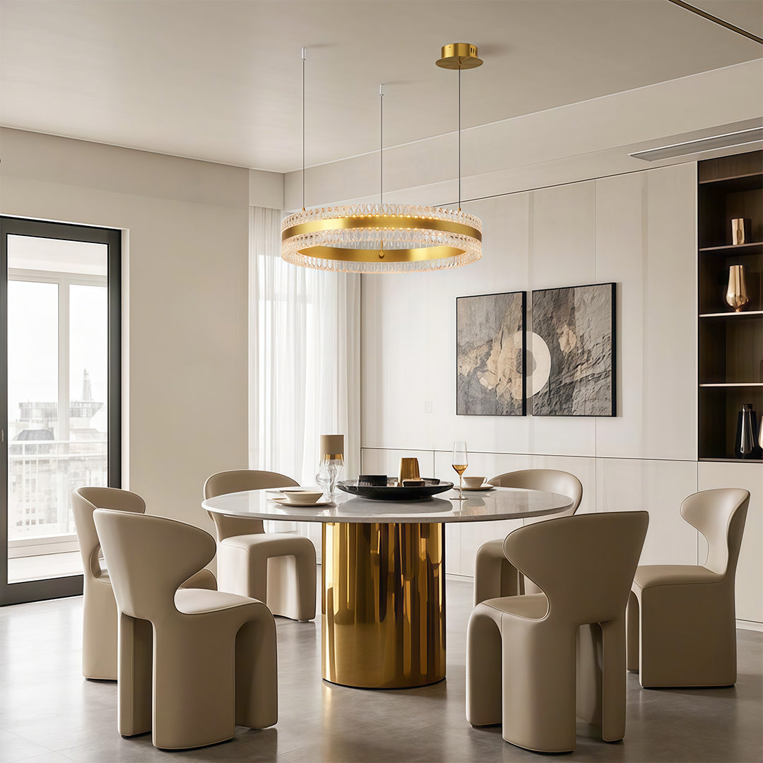 Minimalist Circular Ring Chandelier — Aluminum, Single / Double / Triple Ring, Three-Color Dimming, Copper / Chrome / Black