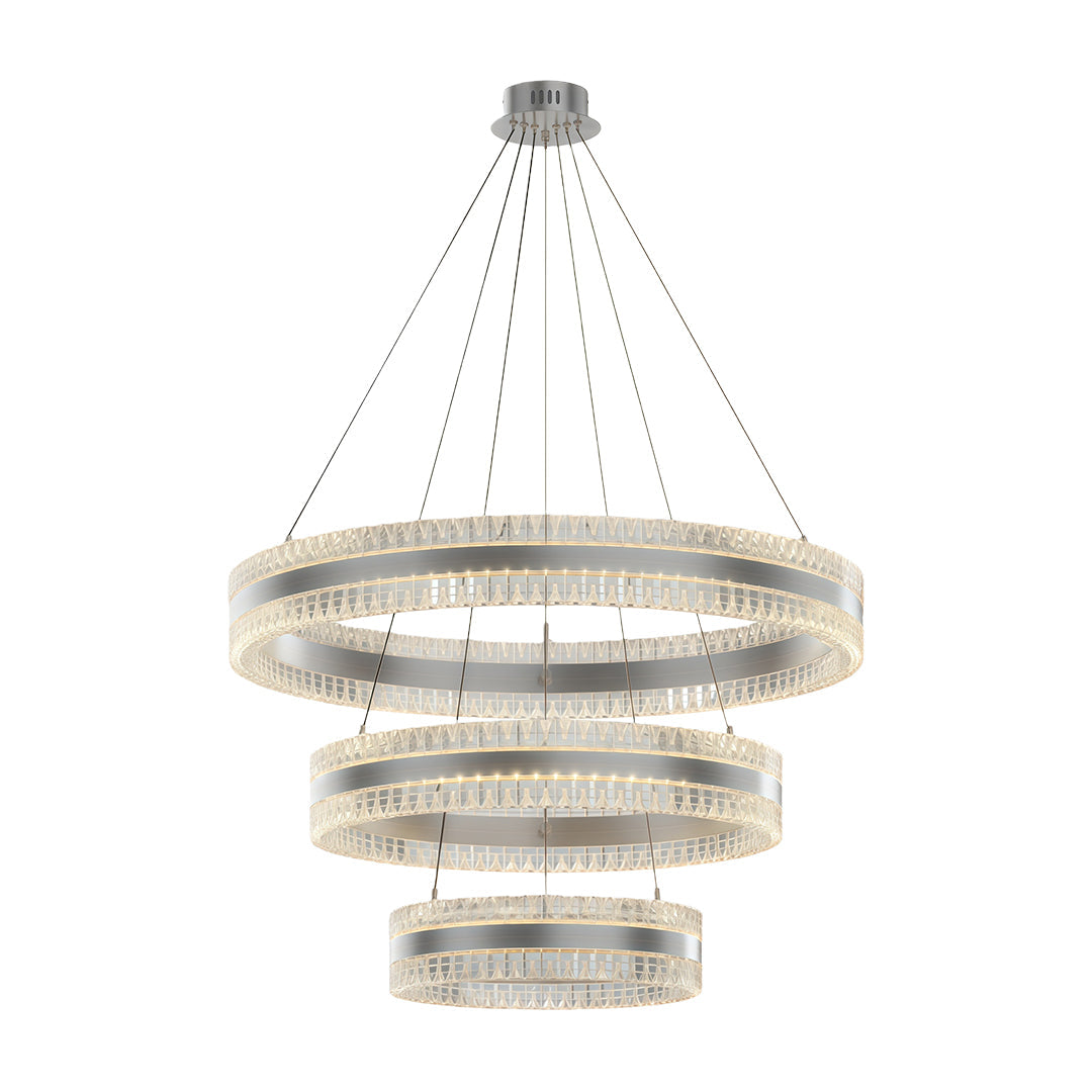 Minimalist Circular Ring Chandelier — Aluminum, Single / Double / Triple Ring, Three-Color Dimming, Copper / Chrome / Black