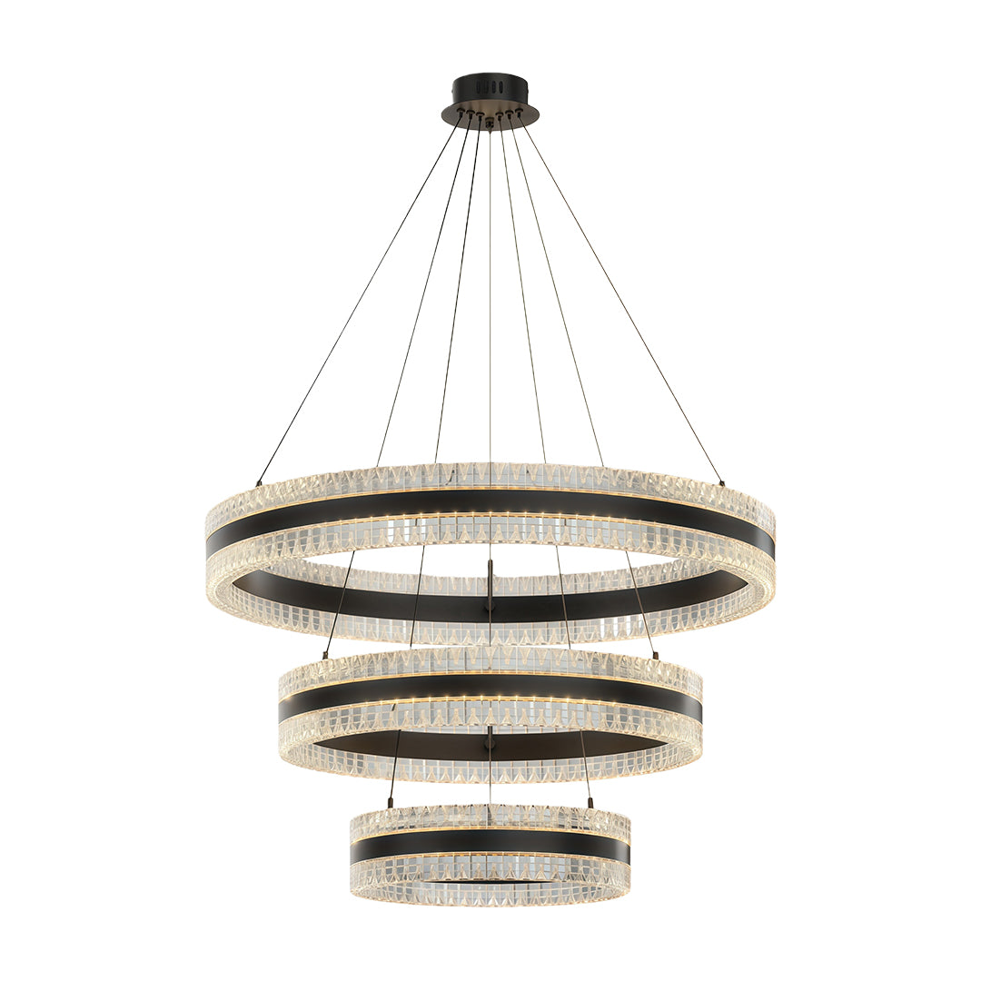Minimalist Circular Ring Chandelier — Aluminum, Single / Double / Triple Ring, Three-Color Dimming, Copper / Chrome / Black