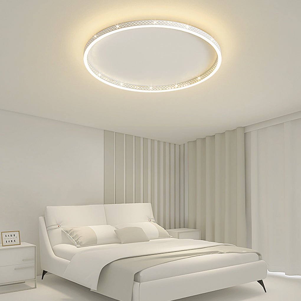 Hollow-Edge Round Flush-Mount Ceiling Light — Iron, Dimmable 3000K–6000K, 20" or 24"