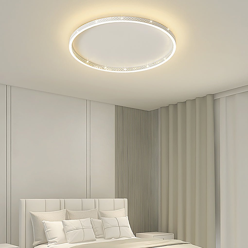 Hollow-Edge Round Flush-Mount Ceiling Light — Iron, Dimmable 3000K–6000K, 20" or 24"
