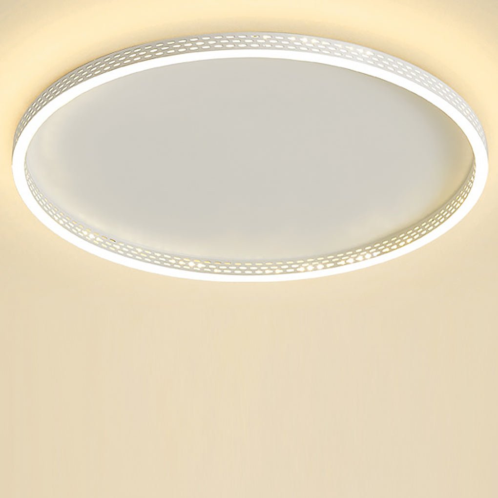 Hollow-Edge Round Flush-Mount Ceiling Light — Iron, Dimmable 3000K–6000K, 20" or 24"