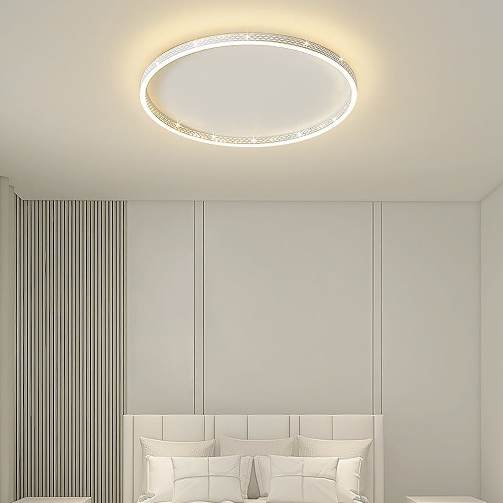 Hollow-Edge Round Flush-Mount Ceiling Light — Iron, Dimmable 3000K–6000K, 20" or 24"