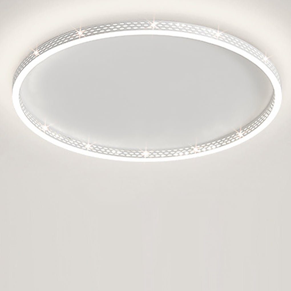 Hollow-Edge Round Flush-Mount Ceiling Light — Iron, Dimmable 3000K–6000K, 20" or 24"
