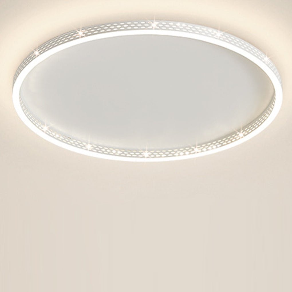 Hollow-Edge Round Flush-Mount Ceiling Light — Iron, Dimmable 3000K–6000K, 20" or 24"