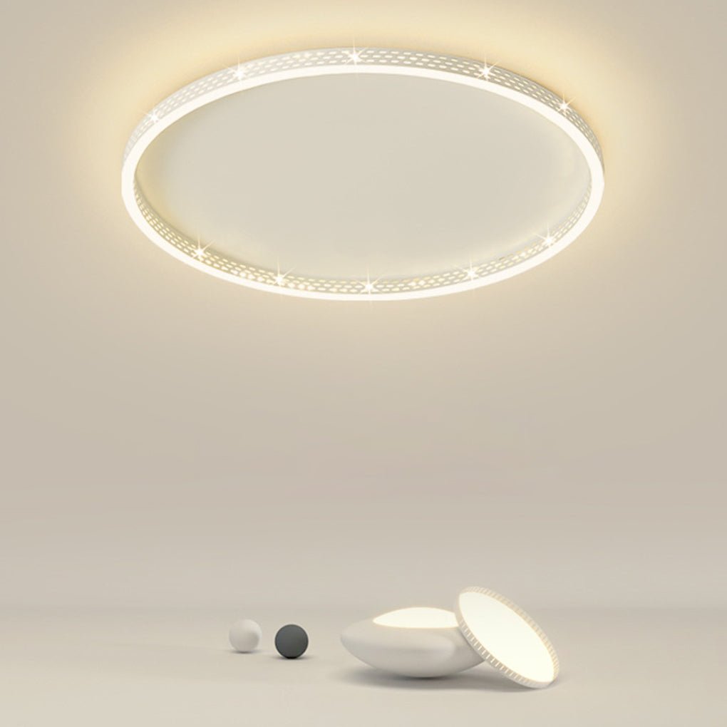 Hollow-Edge Round Flush-Mount Ceiling Light — Iron, Dimmable 3000K–6000K, 20" or 24"