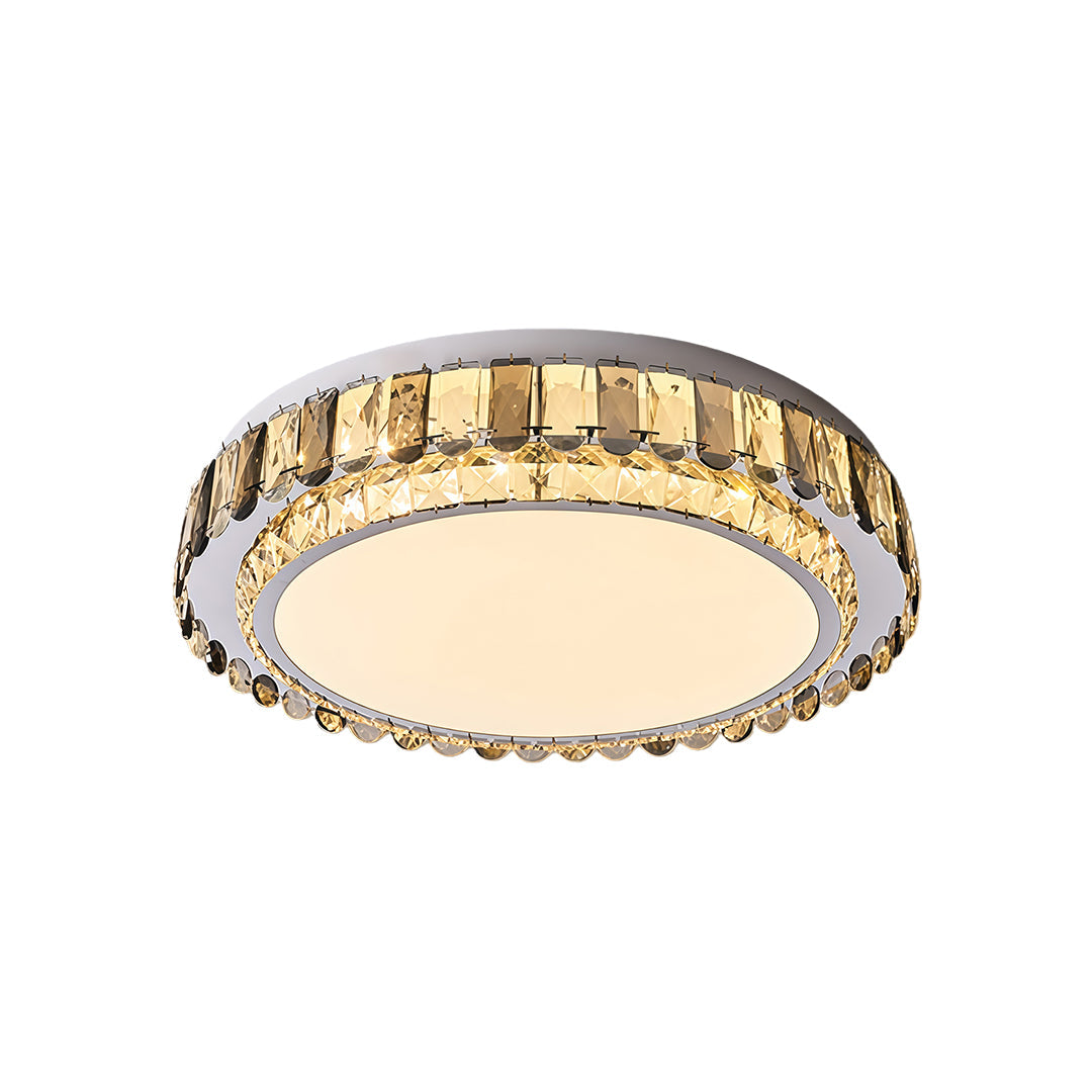 Multi-Layer Crystal Flush-Mount Chandelier — Chrome Stainless Steel, LED, Three-Color Dimming, 19.7"–39.4"