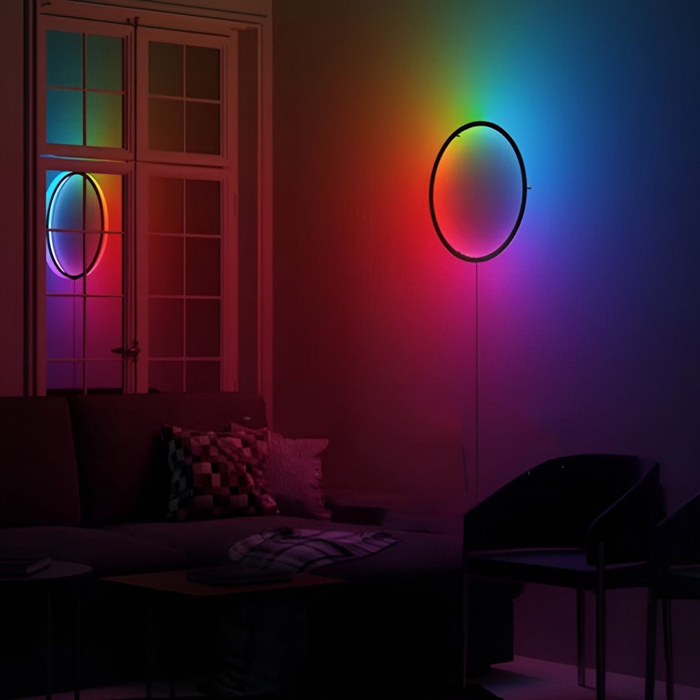 modern round led rgb wall sconces with touch remote control and wireless app