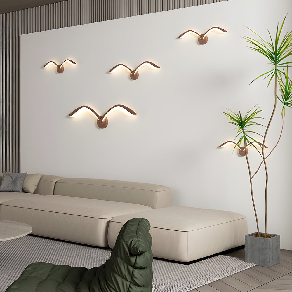 Seagull Wing LED Wall Sconce — Iron and Acrylic, Warm White, Matte White or Matte Brown, 19.7" / 31.5"