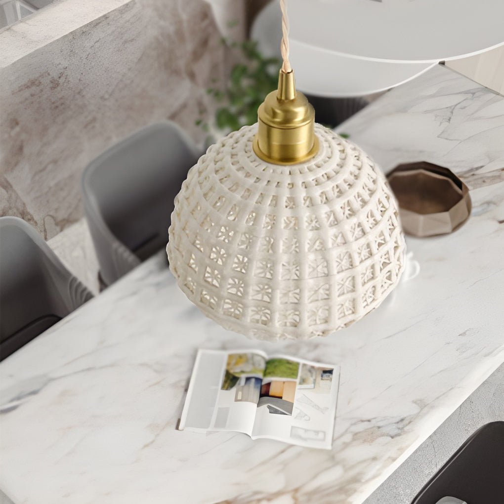 modern semi globe ceramic copper pendant light artistic pendant lighting