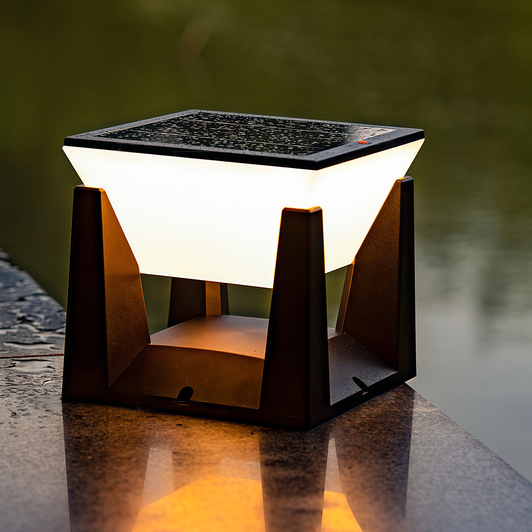 Solar Bollard Pillar Light — Black ABS, LED, Three-Color Dimming (3000K/4500K/6000K), IP65 Weatherproof, Dusk-to-Dawn