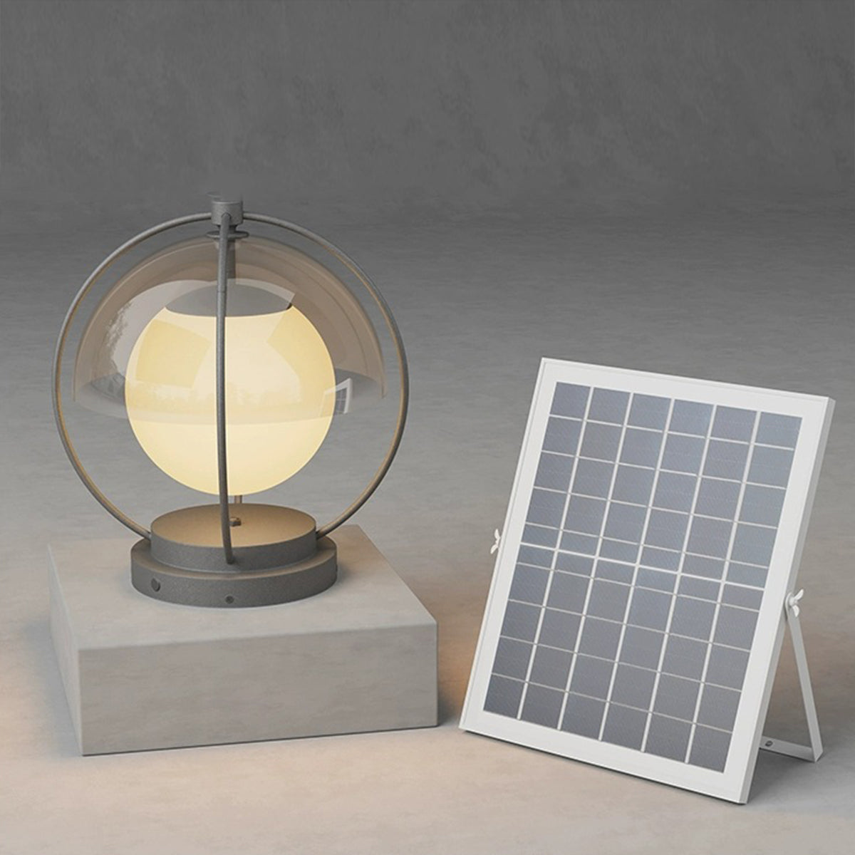 Modern Minimalist Globe Outdoor Pillar Light — Metal & PMMA, LED 3000K, Solar or Hardwired, Weatherproof