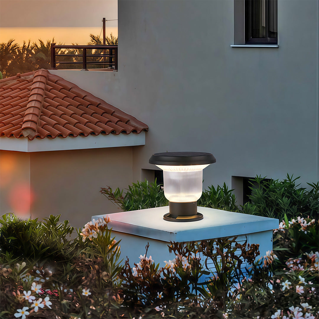 Outdoor Pillar Light — Aluminum, Solar or Hardwired E27, IP65 Weatherproof, Black / Gray
