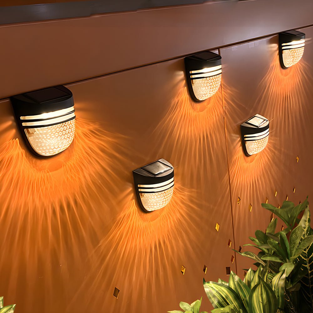 Modern Solar Wall & Fence Sconces, Set of 4 — Black ABS, IP54, Dual-Mode up to 12-Hour Illumination