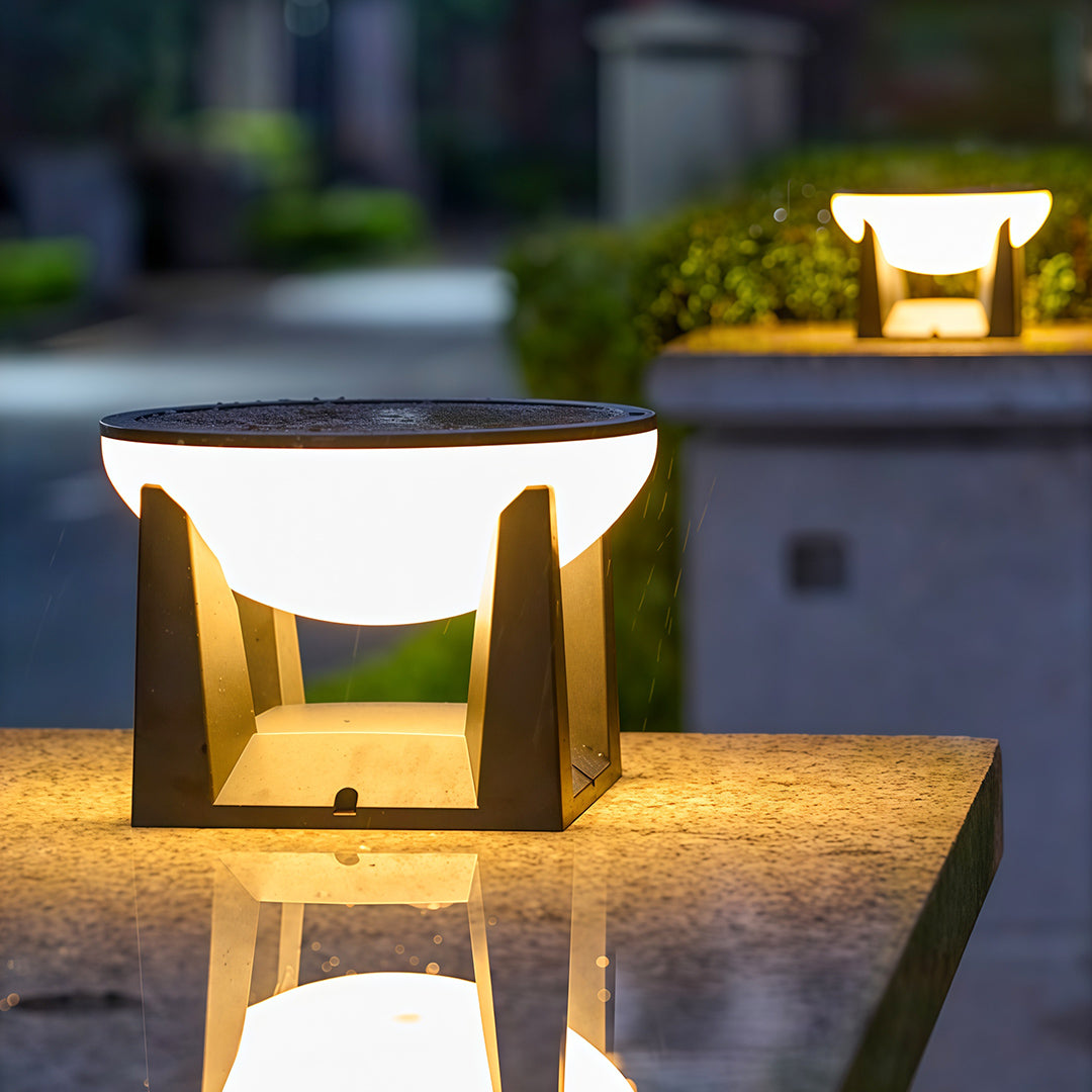 Solar Bollard Pillar Light — Black ABS, Three-Color Dimming (3000K/4500K/6000K), IP65 Weatherproof
