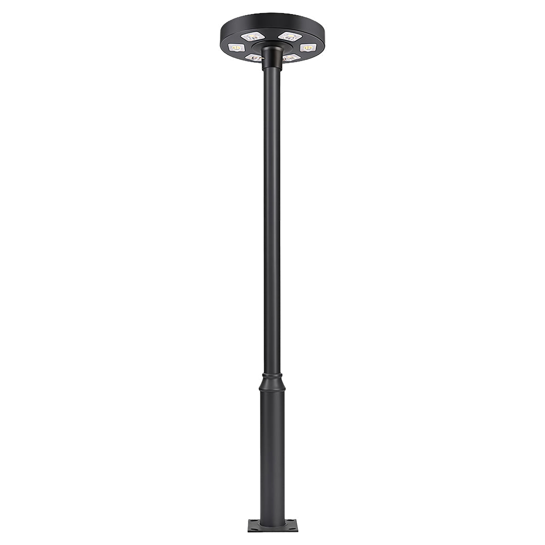 High-Pole Solar Street Light — Black Die-Cast Aluminum, 20W LED, IP65, 20000mAh, Remote Control, Warm or White Light