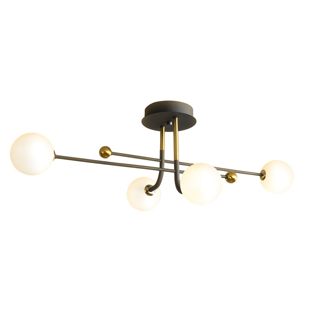 modern sputnik globe semi flush mount light with white glass shade available in 4 6 or 8 lights