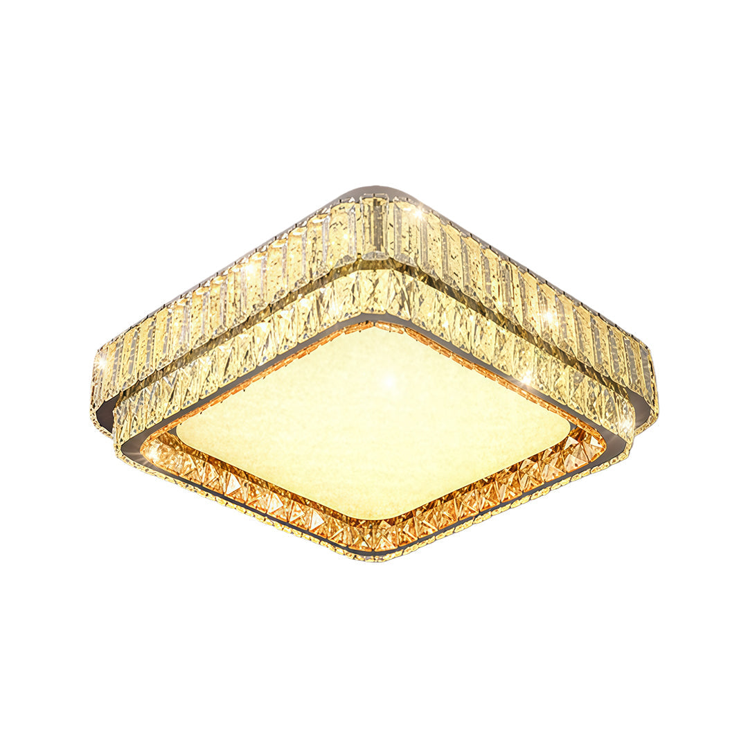 Modern Crystal Flush-Mount — Stainless Steel, Chrome, Full-Spectrum Eye-Care LED, Three-Color Dimming, Round / Square / Rectangle