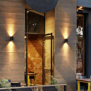 Contemporary Square Up/Down Outdoor Wall Sconce — Black Aluminum and Glass, LED, Waterproof, 1- or 2-Light