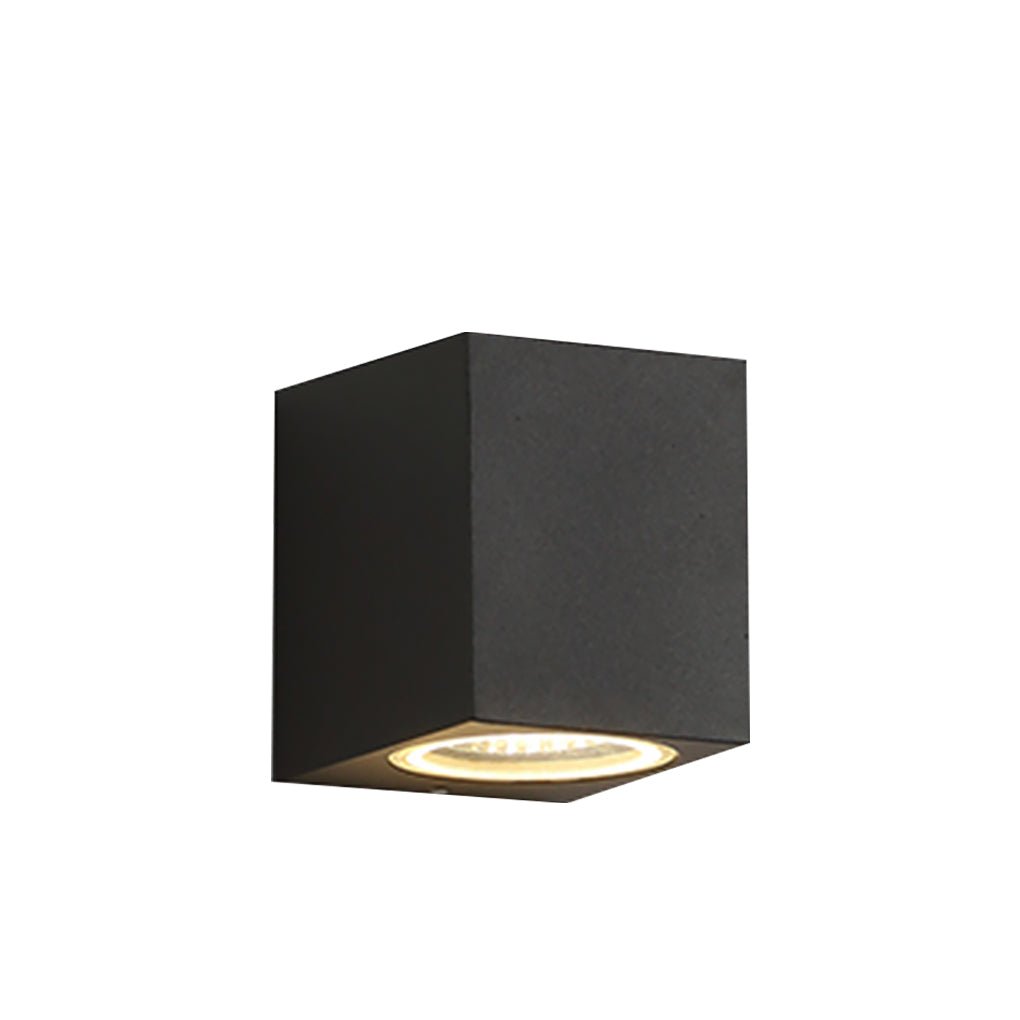 Contemporary Square Up/Down Outdoor Wall Sconce — Black Aluminum and Glass, LED, Waterproof, 1- or 2-Light