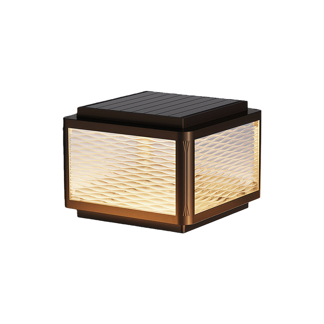 Minimalist Outdoor Pillar Top Light — Black Aluminum, LED, Solar or Hardwired, IP54, 3 Sizes