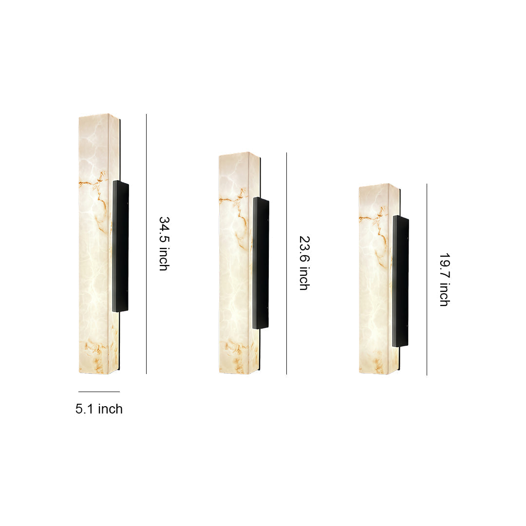 Square Cloud Stone Linear Outdoor Wall Sconce — White Stainless Steel, Integrated LED, 50cm / 60cm / 80cm