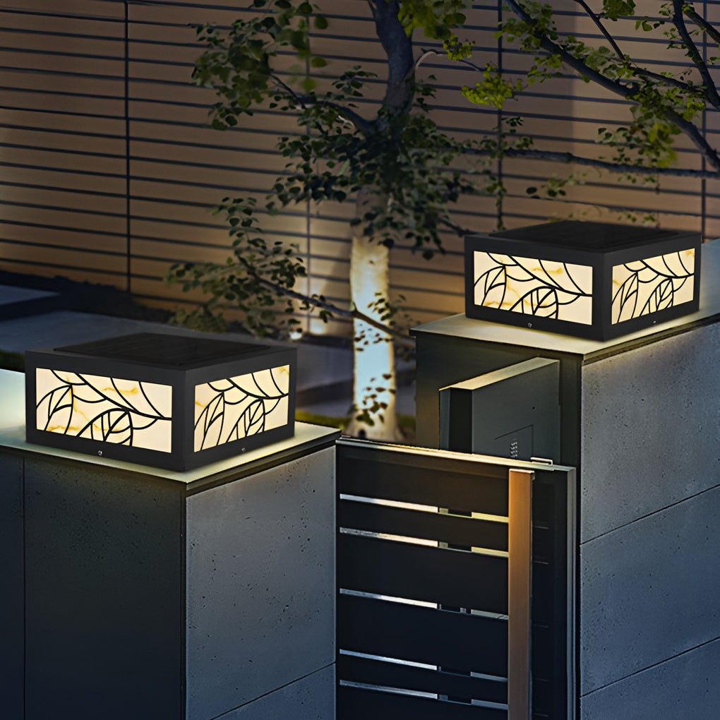 modern square waterproof led solar deck post lights outdoor pillar lighting
