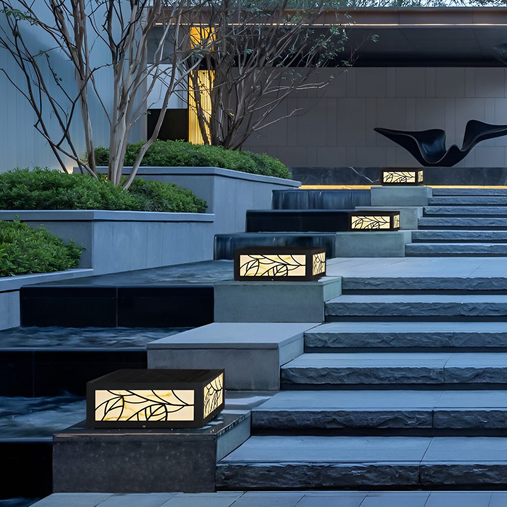 modern square waterproof led solar deck post lights outdoor pillar lighting